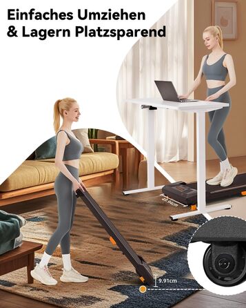 Біговий доріжка BestGod для дому та офісу, Walking Pad з нахилом 5%, потужність 2.5 HP, тиха бігова доріжка з пультом дистанційного керування, до 150 кг, чорний