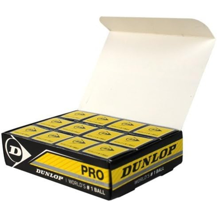 М'яч для сквошу Dunlop Sports XX Pro, 12 шт., чорний, подвійна жовта крапка