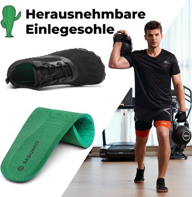 Взуття SAGUARO для трейлраннінгу та активного відпочинку (унісекс), Zehenschuhe, Zero-Drop, розмір 41 EU (Vantaschwarz)