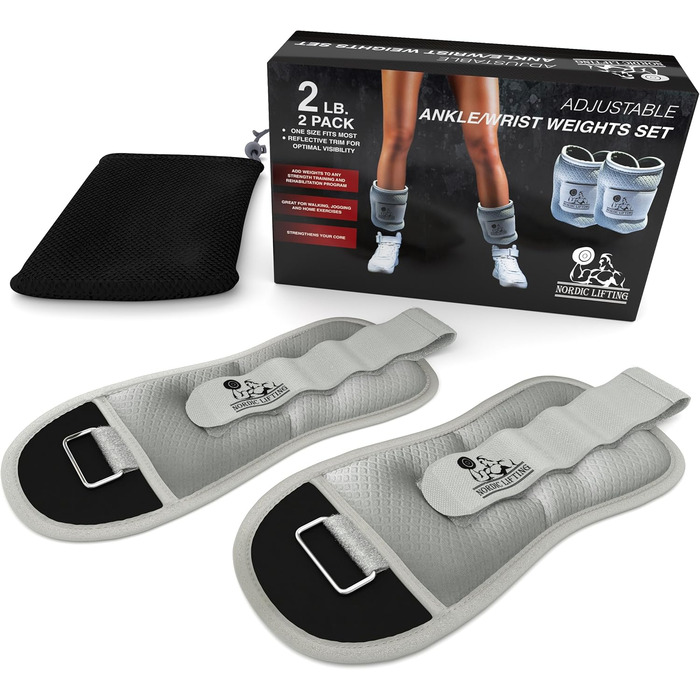 Ваги для ніг та зап'ясть (1 пара) - Регульовані ваги для жінок, чоловіків та дітей - Ідеально підходять для ходьби, бігу, гімнастики, аеробіки, 2.0 кг (x2), сірий колір