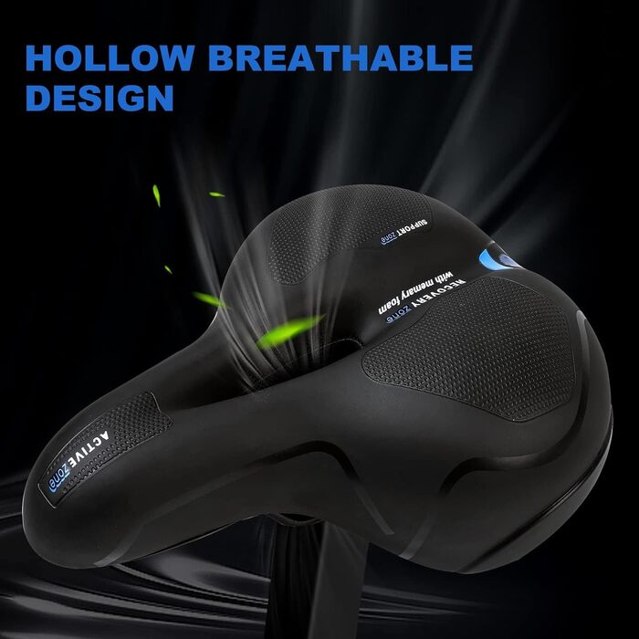 Велосипедне сідло з гелевою вставкою, широке, м'яке, комфортне, дихаюче, амортизуюче, ергономічне, з водонепроникним чохлом, чорне