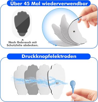 EMS масажер TENS: електрична стимуляція м'язів з 36 програмами, 10 електродів для ніг, спини, плечей