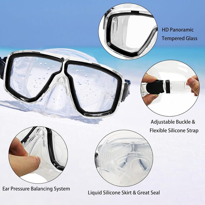 Набір для снорклінгу для дорослих з ластами, маскою та сухим трубкою, сумка в комплекті