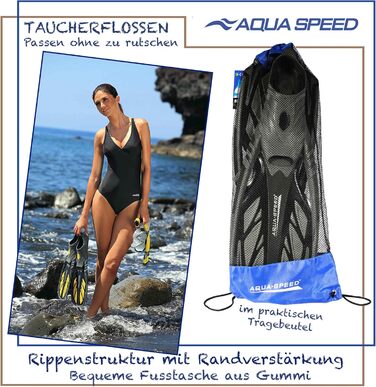 Довгі ласти Aqua Speed INOX 44/45 для дорослих, сірі/білі – ласти для плавання, дайвінгу та снорклінгу для жінок і чоловіків