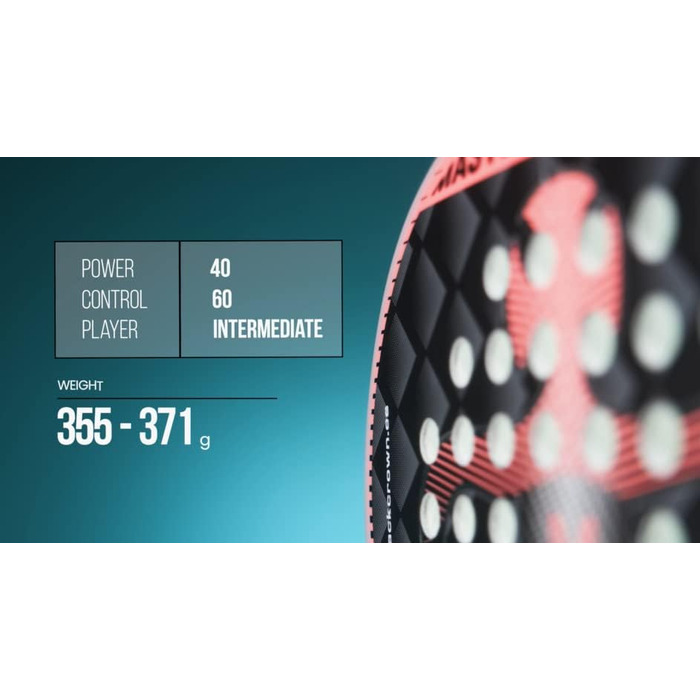 Плечовий ракетка для падел-тенісу Black Crown Hurricane 2.0, карбон, контроль, 355 г, Marrero