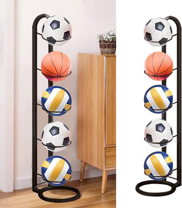 Стійка для зберігання м'ячів для футболу (5 шт.) - білий колір, багатоярусна, для демонстрації