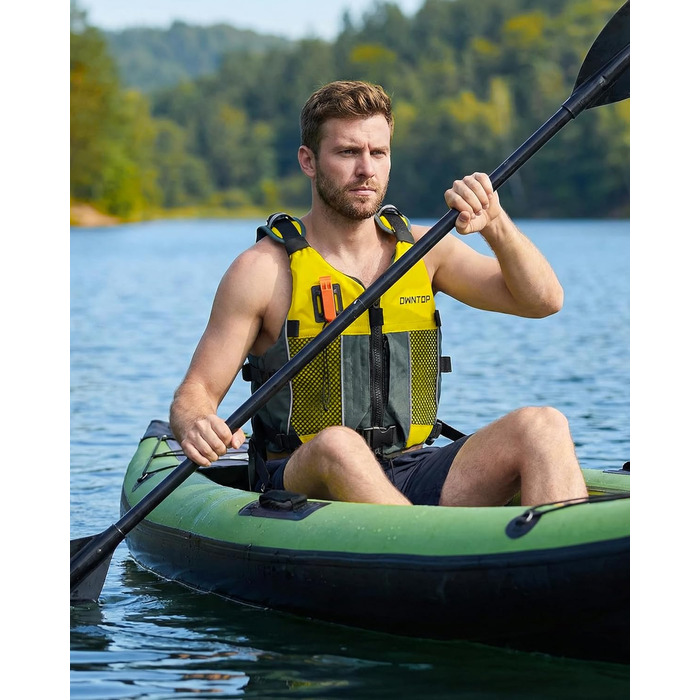 Рятувальний жилет Owntop для дорослих та юнаків з пискликом та рюкзаком для води | Легка унісекс куртка для SUP, каякінгу, риболовлі та інших водних видів спорту (XXS, жовтий)