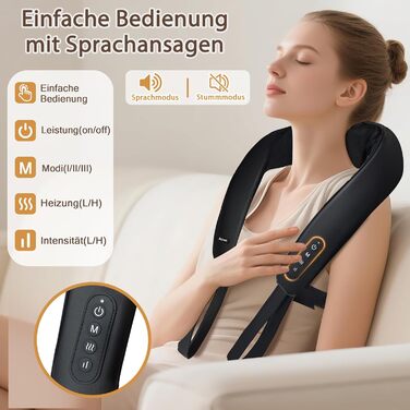 Масажер для шиї та спини Joyset Shiatsu 4D з підігрівом, бездротовий, для зняття болю та розслаблення м'язів. Подарунок для жінок та чоловіків