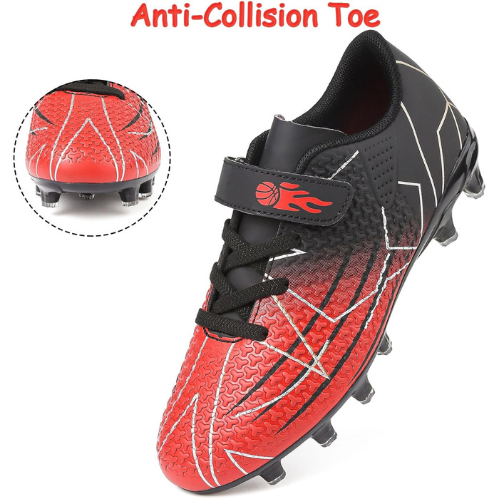 Дитячі футбольні бутси з шипами, професійні, для хлопчиків та дівчаток, чорно-червоні (36 EU)