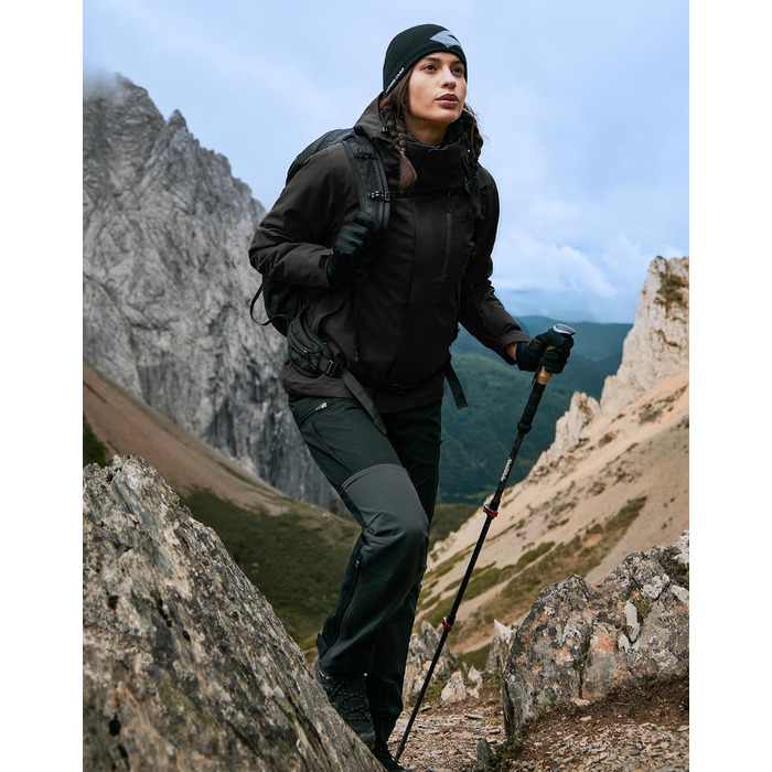 Зимова куртка Pioneer Camp для жінок – 3 в 1, для катання на лижах та сноуборді, водонепроникна, дихаюча, з бавовняною підкладкою (Чорний, L)