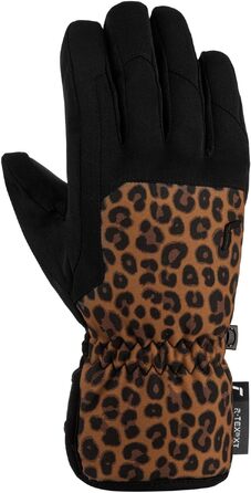 Жіночі гірськолижні рукавички Reusch Keira R-TEX® XT 8, водонепроникні, чорні/коричневі/леопард