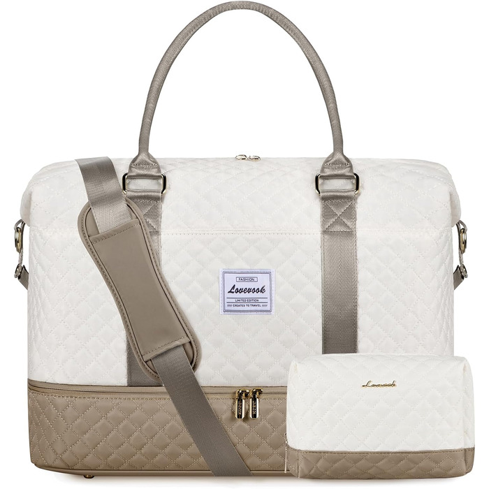 Спортивна сумка LOVEVOOK для жінок з відділенням для взуття, ручна поклажа, дорожня сумка, сумка для вихідних, сумка-мішок, жіноча дорожня сумка, клінічна сумка, сумка для пологового будинку, для залу, пляжу, сауни, кемпінгу (XL-2шт, Бежево-хакі)