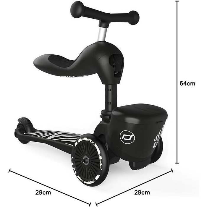 Біговел Scoot & Ride Highwaykick 1 Lifestyle з сидінням та кошиком (зебра)
