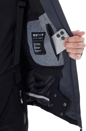 Killtec KSW 45 Mn - чоловіча/жіноча куртка для катання на лижах з капюшоном та снігозахистом, темно-антрацитова