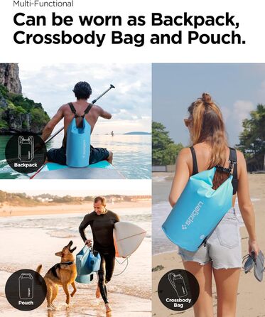 Набір водонепроникних сумок Spigen Dry Bag Set [Aqua Shield] 20L+21L для пляжу, плавання, кемпінгу, каякінгу та човнів (Морська блакить)