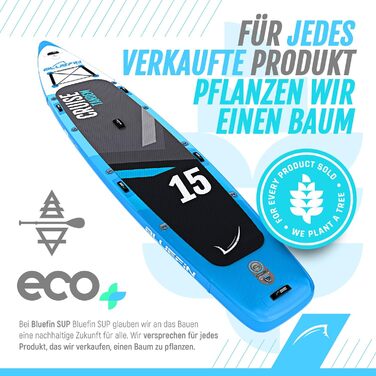 Набір для SUP Bluefin Cruise Premium: надувне весло для дорослих, з рюкзаком, веслом з фібергласу та насосом. 5 років гарантії. Колір: блакитний, довжина: 15'