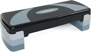 Степ-платформа TREXO для аеробіки та фітнесу, сіра, 78 x 30 см, регулювання висоти 10-20 см