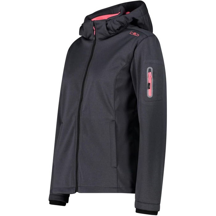 Жіноча куртка-софтшелл CMP з капюшоном та блискавкою, вітрозахисна Windstopper, синя (розмір M, Titan Mel.-Glanz)