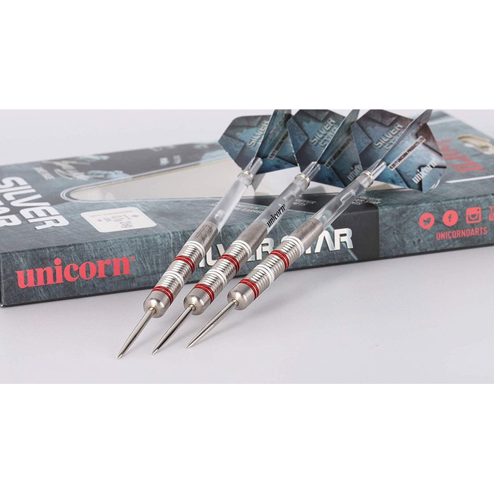 Набір дротиків Unicorn Steel Tip James Wade Silver Star, 80% натуральний вольфрам, 22г або 24г