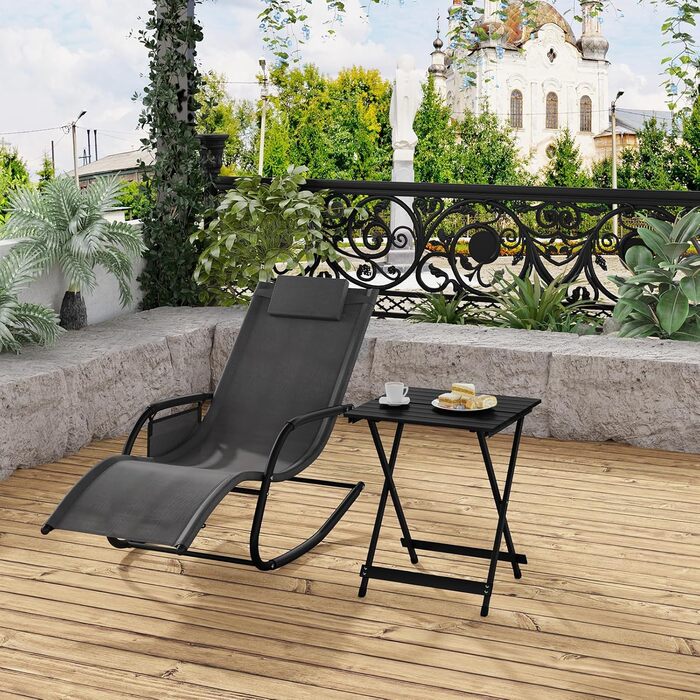 Складаний столик Woltu з алюмінію для дачі, балкону та саду, 50.5x47x59.5 см, чорний