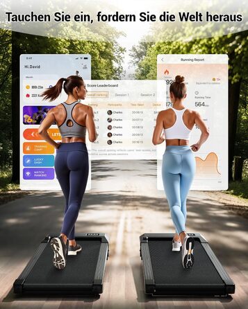 Бігова доріжка DeerRun Walking Pad під стіл з ухилом 6%, для дому та офісу, компактна, з додатком, пультом та LED-дисплеєм, до 136 кг, чорна глянцева