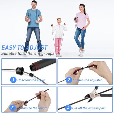 Стрибкове канат Blukar, регульований, з комфортними ручками, 3 метри, антиковзкий, для фітнесу та витривалості, червоний