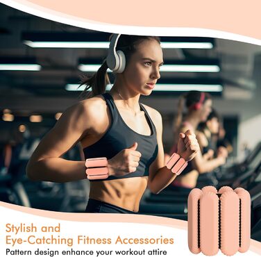 Ваги для зап'ясть та щиколоток для жінок та чоловіків, регульовані, силіконові, для фітнесу, йоги, бігу, танців - рожеві