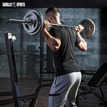 Штанга GORILLA SPORTS хромована 30 мм, 150/180/200 см, з двома замками, навантаження до 200 кг