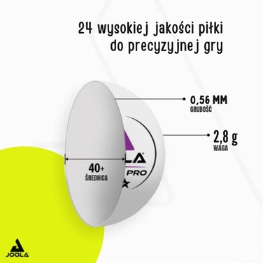 М’ячі для настільного тенісу JOOLA Pro 3 Star, білі, 24 шт.
