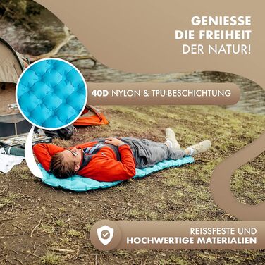 Килимок туристичний NATURBUMMLER® Ultraleicht Cloud Nap+ надувний, 195x56 см, для кемпінгу, трекінгу, фестивалів, зеленого кольору