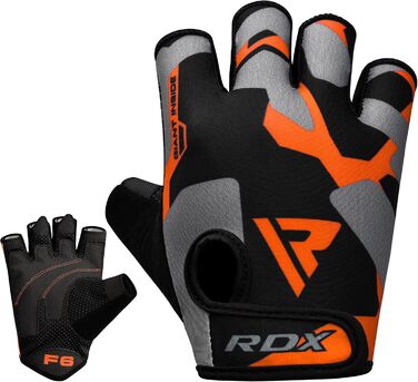 Фітнес рукавички RDX: підтримка зап'ястя, рукавички для тренувань, важкої атлетики, бодібілдингу, кросфіту, XL, помаранчевий