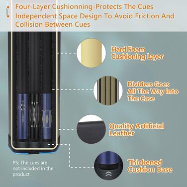 Сумка для більярдних київ: переноска для 3 київ, 5 насадок та аксесуарів. Чорний колір з синьою окантовкою