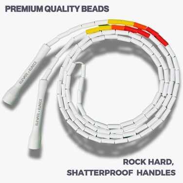 Стрибкова скакалка Elevate Beaded - професійна з регульованою довжиною до 3 м, товщина шнура 3 мм, вага 0.1 кг. (Білий/Жовтий/Помаранчевий/Червоний)