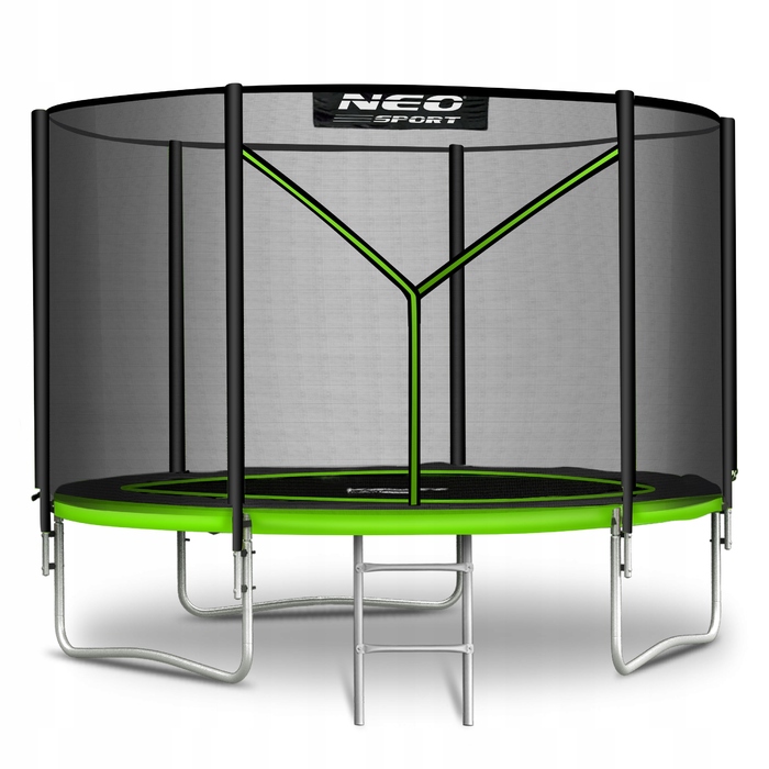 Садовий батут Neo-Sport 8ft/252см із зовнішньою захисною сіткою та драбиною