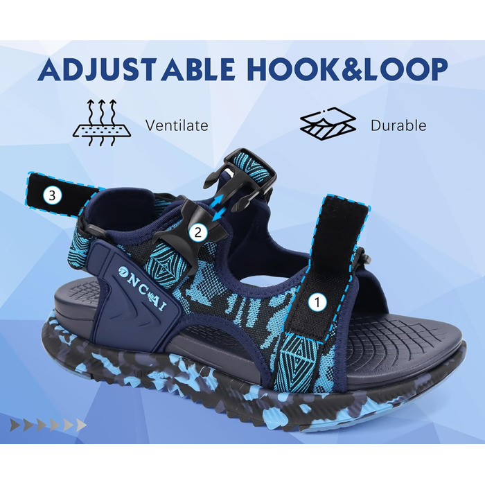 Чоловічі сандалі Oncaі Wandersandalen: ортопедичні трекінгові сандалі для відпочинку та спорту, блакитні, розмір 43 EU