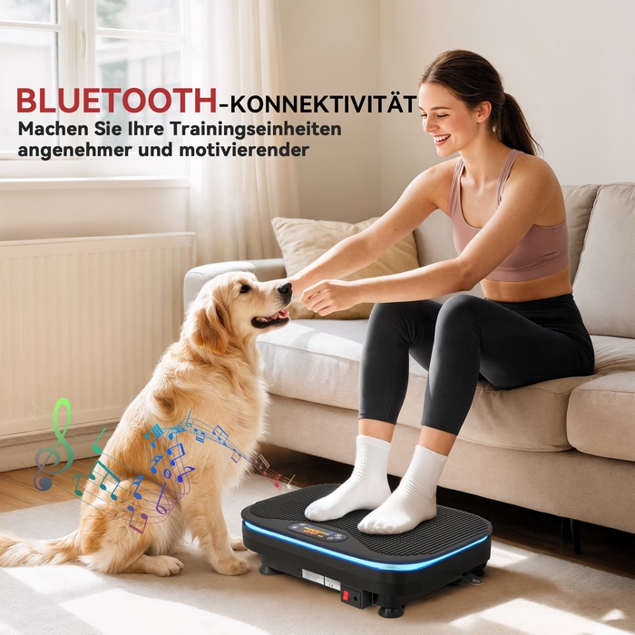 Платформа для фітнесу з вібрацією, Bluetooth, пульт дистанційного керування, 99 рівнів швидкості, пластик, сталь, чорний