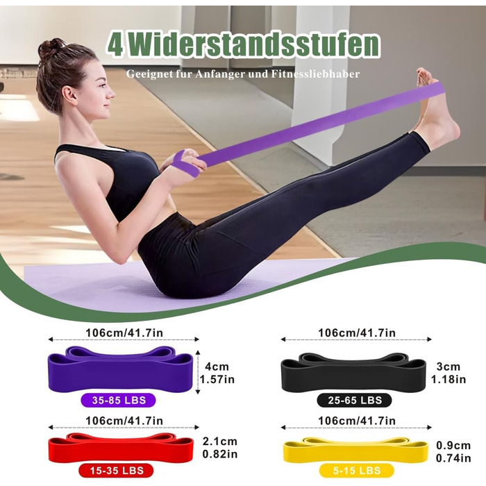 Набір еластичних стрічок для фітнесу, силових тренувань, фізіотерапії та йоги (з аксесуарами)