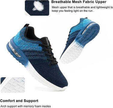 Кросівки для бігу Hitmars: чоловічі та жіночі, спортивні, для тенісу, фітнесу, бігу та джогінгу. Легкі, білі, чорні, сині. Розміри EU 36-48 (44 EU)