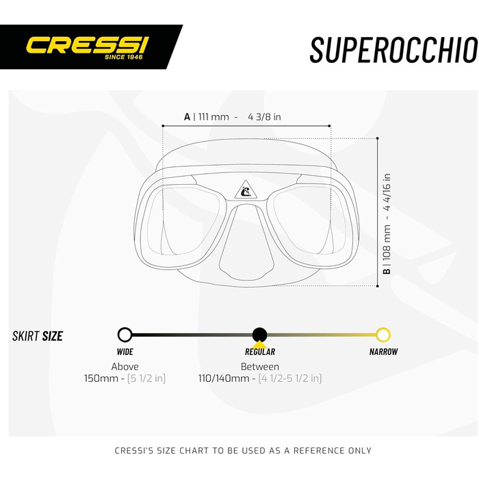 Маска для фрідайвінгу Cressi Superocchio, універсальний розмір, чорна