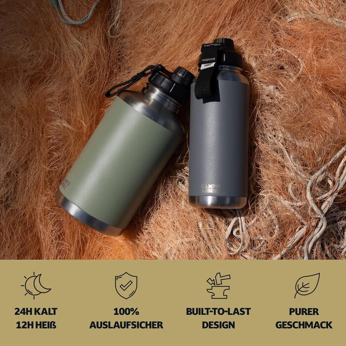 Термос пляшка Campo Libre Umberto I Premium, нержавіюча сталь, 400 мл, ізольована, для води та газованих напоїв, герметична, підходить для посудомийної машини, колір Deep Grey