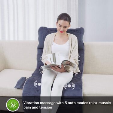 Масажний килимок Snailax з підігрівом та вібрацією - 6 зон терапії для тіла, зняття болю в шиї, спині, попереку та ногах