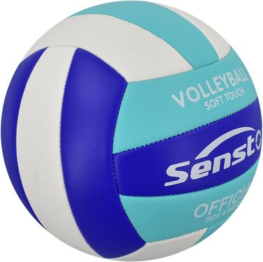 Волейбольний м'яч Senston, розмір 5, водовідштовхуючий, з насосом, для пляжу та басейну (Світло-блакитний)