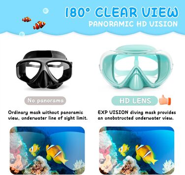 Дитячі окуляри для плавання Kinder Taucherbrille 180° Антифог, маска для снорклінгу, зелений м'ятний колір (4-15 років)