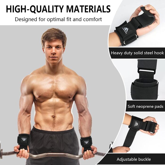 Напульсники для силових тренувань Flintronic Power Zughilfen, шкіряні напульсники для бодібілдингу, 8 мм неопренова підкладка та бавовна, 2 шт. (широка підкладка 6.7 см)