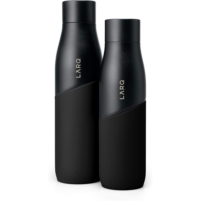 Пляшка для води LARQ Movement PureVis 950 мл, легка, неізольована, з нержавіючої сталі, з УФ-очищенням, багаторазова, для подорожей, чорна