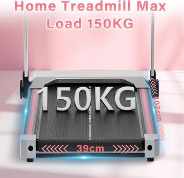 Біговий тренажер для дому з нахилом 10%, Walking Pad, складаний, 3.5HP, з Bluetooth, 12 програм, LED-дисплей, срібний