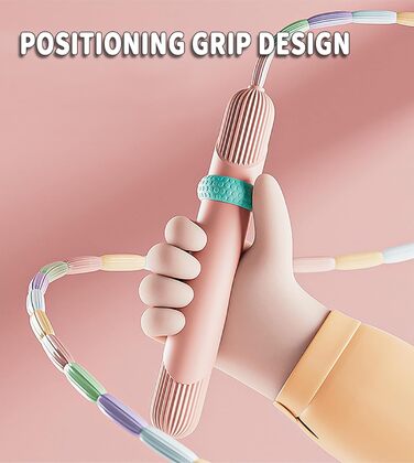 Дитяча скакалка з намистинами, м'яка, регульована, для фітнесу, тренувань та виховання, рожева та зелена