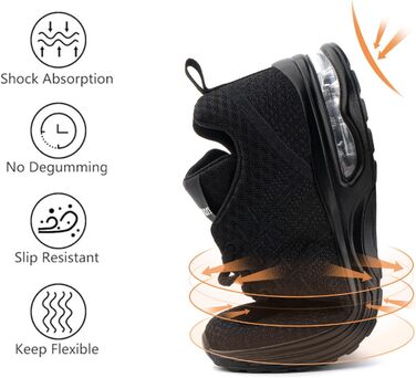 Жіночі кросівки для бігу Hitmars: спортивне взуття з повітряною подушкою, дихаюче, з неслизькою підошвою, легкі, для бігу по вулицях, для фітнесу, ходьби, розміри EU 36-42, чорний колір