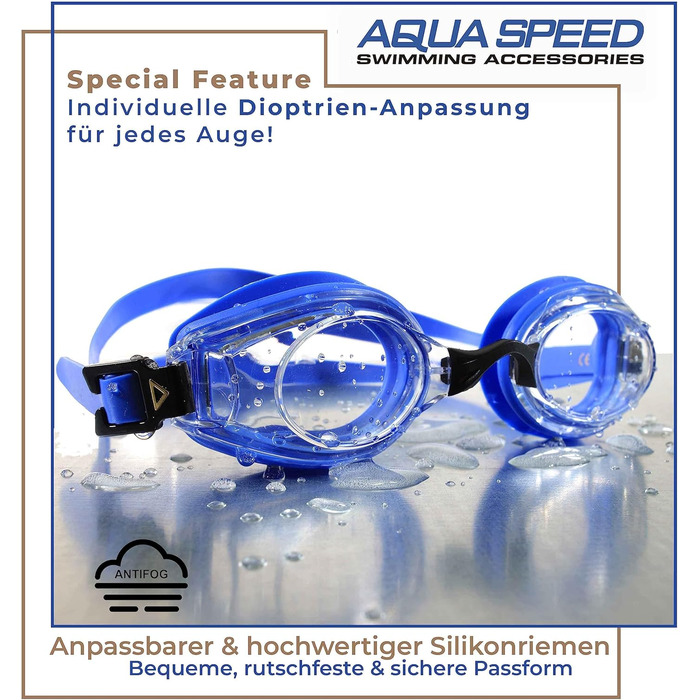 Плавальні окуляри Aqua Speed Lumina з діоптріями для дорослих, для короткозорих, індивідуальний підбір лінз, сині, прозорі