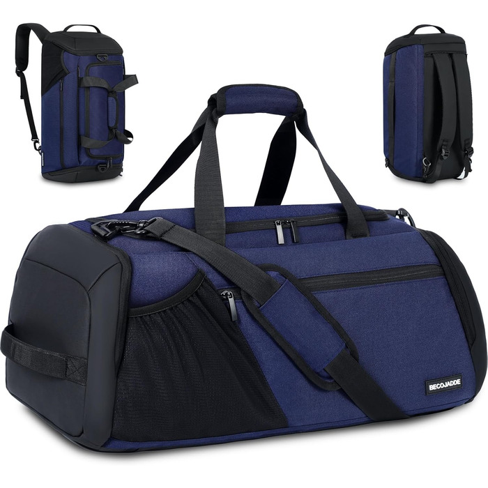 Спортивна сумка для чоловіків 40L, велика, рюкзак-сумка для подорожей, багато кишень, відділення для взуття, вологонепроникний рюкзак для плеча та рук, тренувальна сумка, сумка-weekender, спортивні сумки (темно-синій)